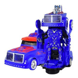 Juguete Robot Camión Transformer Azul Con Luces Y Sonidos