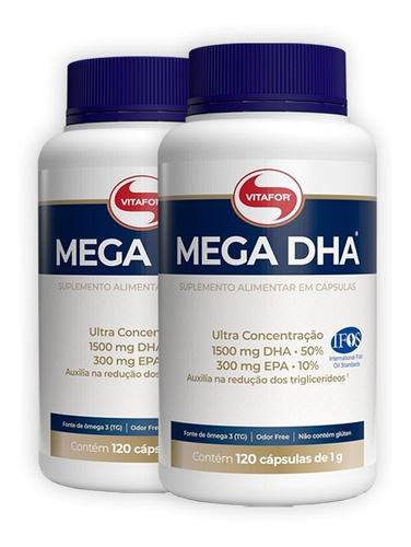 Kit 2 Mega Dha 1500mg Vitafor Contem 120 Cápsulas