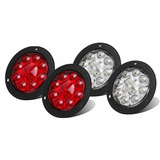 Partsam 2 Luces Led Rojas + 2 Blancas Redondas De 4.0 in De 