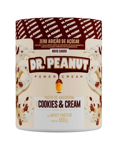 Suplemento Em  Pasta Dr. Peanut  Pasta De Amendoim Avelã Com Whey Protein Gorduras Sabor  Cookies And Cream Em Pote De 650g