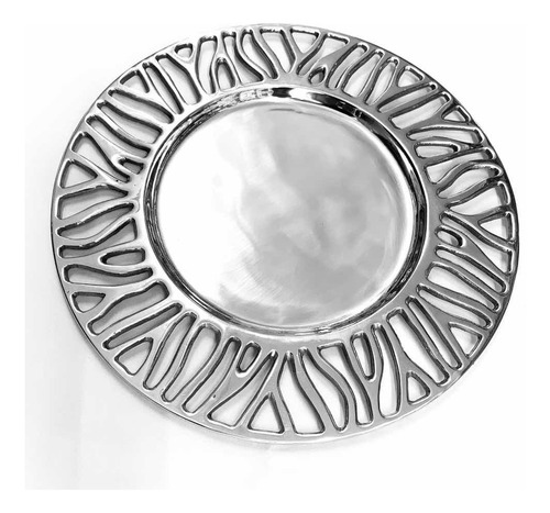 Platon Adorno Frutero Plato Base Cebra 34 Cm Diámetro Pewter