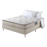 Cama Box Viúva + Colchão Espuma D70/d28 2 Pillow Top Orleans Cor Bege