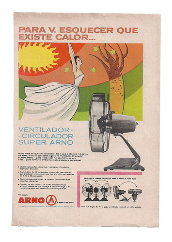 Propaganda Antiga Ventilador  Arno - Maio De 1953