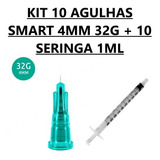 Agulha Smart Gr 4mm 32g C/ 10 Un + 10 Seringa 1 Ml