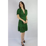 Vestido Curto Animal Print Verde D Bell