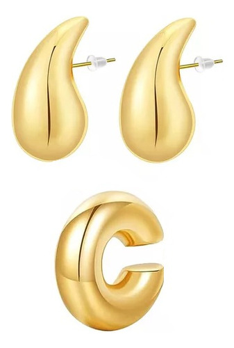 Aros Gota Hailey Ear  Cuff Chunky Virales Tendencia Combo 