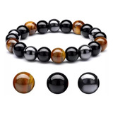 Pulseira Pedras Naturais Mistas Hematita Onix Olho De Tigre