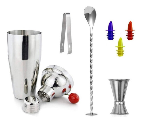 Set Bartender Kit Coctelera Vaso Shaker Preparar Bebibas Bar