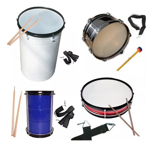 Combo Percusion Murga Tamor Bombo Mini Surdo Repique