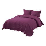 Cubrecama De Verano Tipo Quilt 1.5  Plaza Unicolor Morado