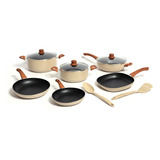 Set Batería Cocina 9 Piezas Antiadherente 2 Utensilios Carol