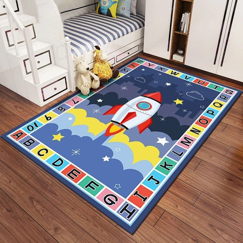 Tapete Belga Kids Quarto Antiderrapante 100x140 Estampado Comprimento 140 Cm Cor Tapate Belga Kids Alfabeto Menino Desenho Do Tecido Estampado Antialérgico Largura 100 Cm