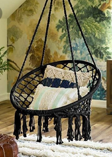 Hamaca Colgante  Macrame Negro.