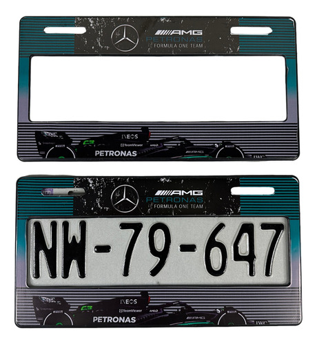 Par De Portaplacas Generico Mercedes Benz Amg Petronas Vinil