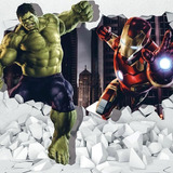 Papel Parede Adesivo Decoração Infantil Hulk Homem Ferro 1m²