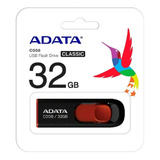 Memoria Usb Adata C008 32gb 2.0 Negro Y Rojo