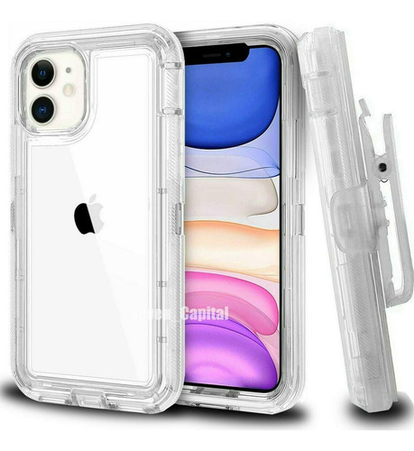 Funda Para iPhone Carcasa Protectora Transparente Con Clip