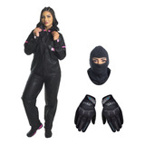 Kit Capa De Chuva Feminina, Luva X11, Touca, Moto Motoqueiro