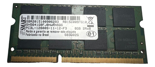 Memoria Smart Ddr3 8gb Notebook Pc3l-12800s 2rx8
