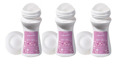 Kit 03 Desodorante Roll-on Avon Baby Smell 50ml Aquavibe