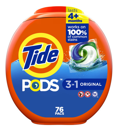 Tide Pods - Jabon Liquido Para Ropa, Compatible Con He, Pote