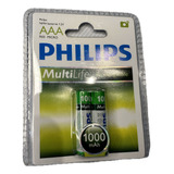 Pilha Recarregavel Philips Aaa Palito 1000mah C/ 2unid