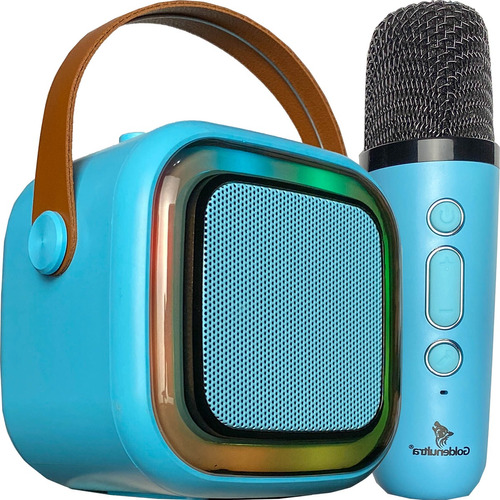 Caixa De Som Com Microfone Infantil Caixinha Luz Bluetooth