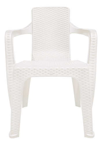 Silla Sillon Reforzado Apilable Jardin Simil Rattan / 4 Un