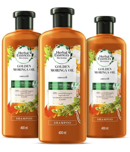 Pack X3 Shampoo Herbal Essences Bio:renew Golden Moringa 