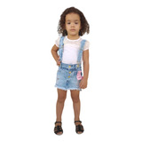 Saia Infantil Salopete Jeans Destroied Moda Blogueirinha