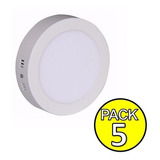 5 Foco Led Panel Plafon Sobrepuesto Redondo 6w Luz Fria 