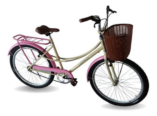 Bicicleta Aro 26 Bike Retrô Feminina Vintage Dia A Dia Cesta