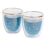 Adagio Teas Set Vaso Doble Vidrio Estrellas Azules