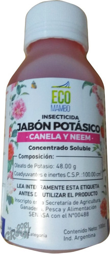 Insecticida Jabon Potasico Canela Y Neem X100cc Ecomambo