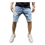 Pantalones Cortos Para Hombre Pitillo Rotos Biker Jeans