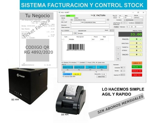 Impresora 80mm Tique Fiscal + Software Factura Electrónica  