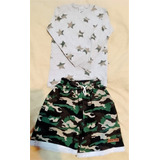 Remera Man.larga Le Urge Kids T:2 +shortcito Camufl. (ver)