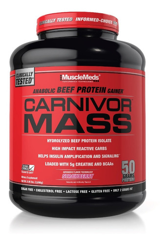 Proteina Carnivor Mass 5.79 Lbs Musclemeds Sabor Fresa