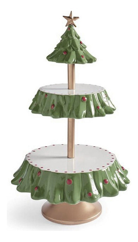 Estante De Dos Niveles Para Meriendas De Árbol De Navidad