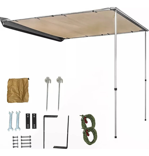 Toldo Lateral Plegable Jeep Camping Playa 2m X 3m X 2m Color Beige
