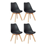 Kit 4 Cadeiras Charles Eames Leda Design Wood - Várias Cores