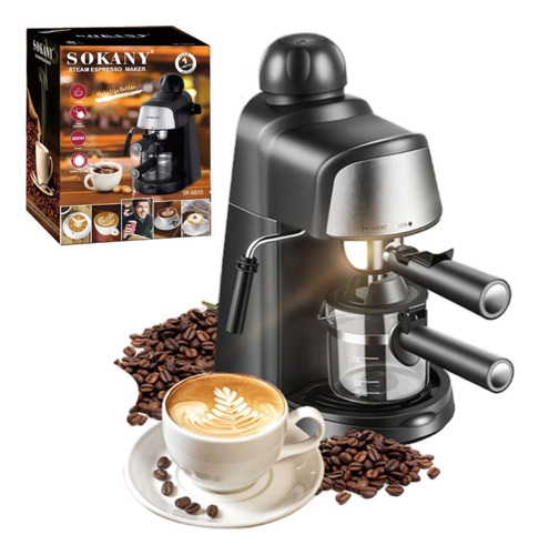 Cafetera Espresso A Vapor Sokany Sk-6810 Cafe Expreso Espuma Color Negro