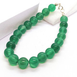 Pulsera Ágata Verde 925 Piedras Naturales 