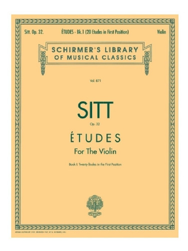  Etudes Op.32 For The Violin Book I: Twenty Etudes In The