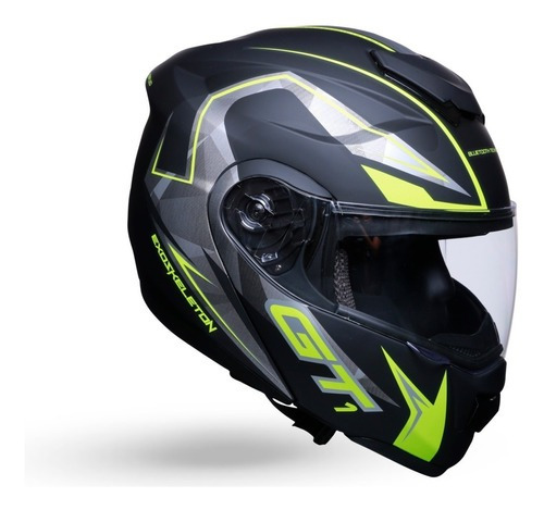 Casco Para Motociclista Exoskeleton Bluetooth Abatible Color Verde Tamaño Del Casco Mediano