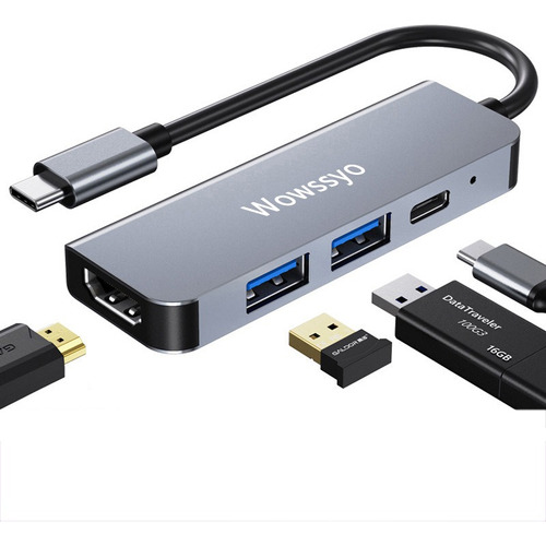 Adaptador Usb C Hdmi 4 En 1 Tipo C Hub Multipuerto Usb 3.0