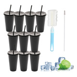 10 Pcs Vasos De Plastico Reutilizables 710ml +tapa Y Popote