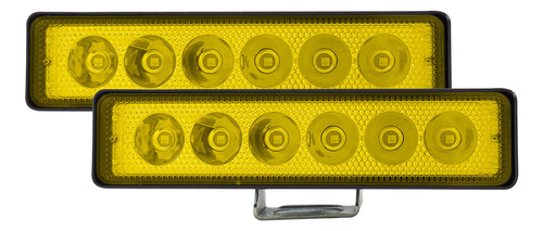 2 Faros Barra De 6 Leds Luz Y Estrobo Amarillo Tunelight 18w