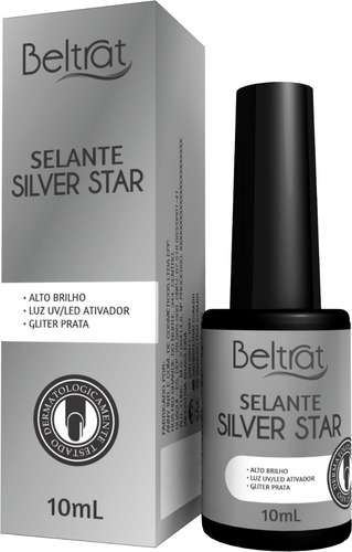 Selante C/ Glitter Prata Silver Star Led/uv Beltrat - 10ml