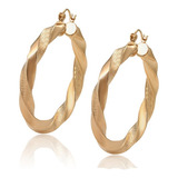 Aretes Arracada Torzal Oro 18k Lam Diamantada Calidad Moda